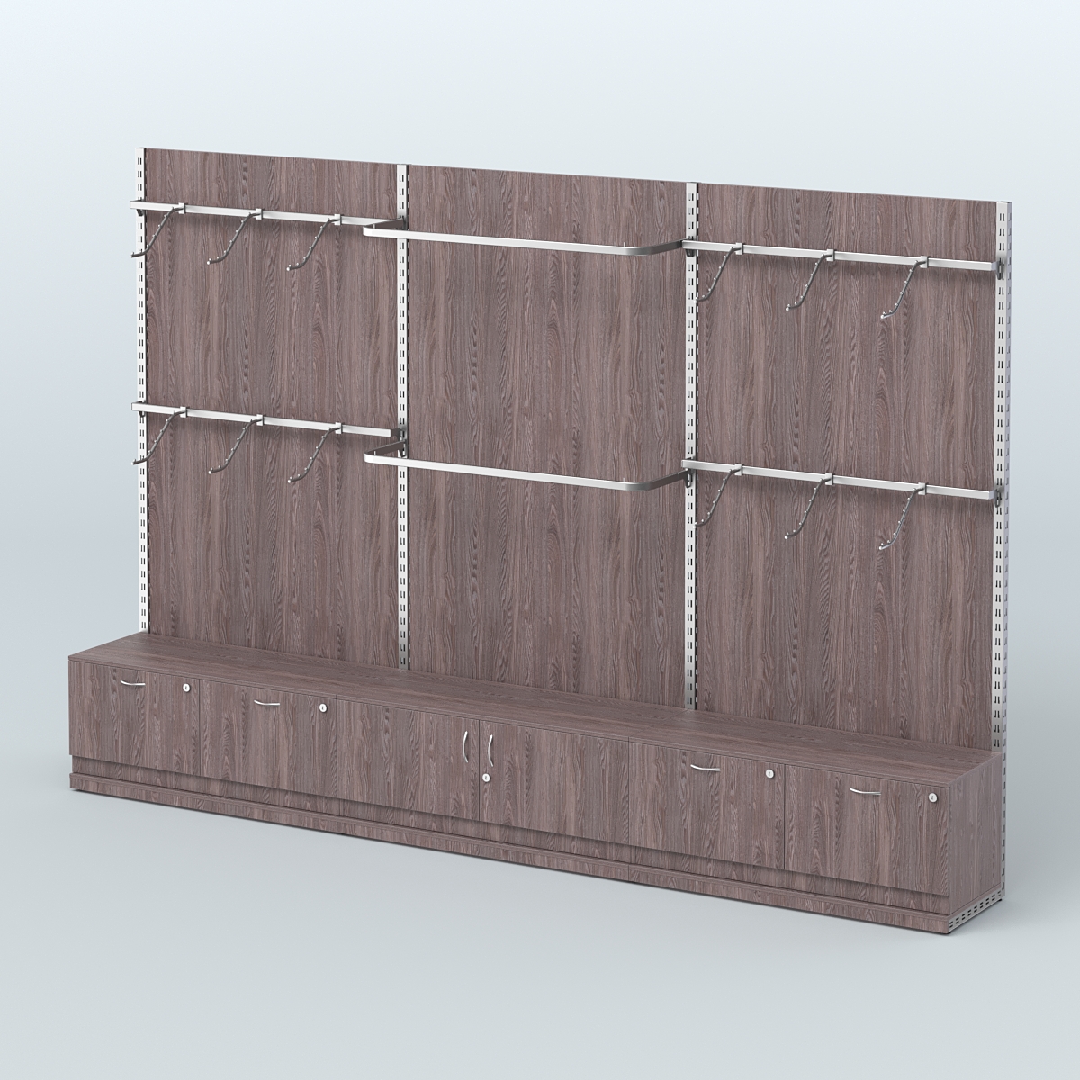 Система ЭЛЕГАНТ №3 пристенная с ДСП и тумбами Т15 и Т21(3600 мм) Ясень Анкор темный