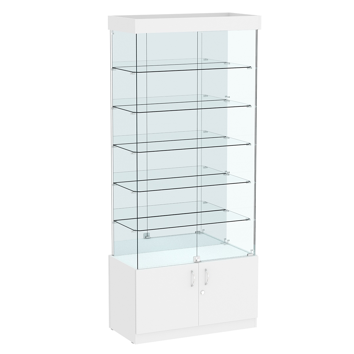 Витрина Истра №503 прямоугольная (задняя стенка - зеркало) Белый