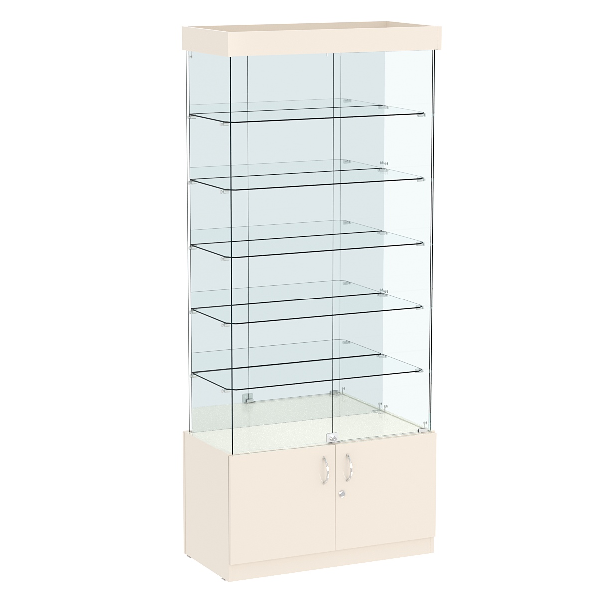 Витрина Истра №503 прямоугольная (задняя стенка - зеркало) Крем Вайс