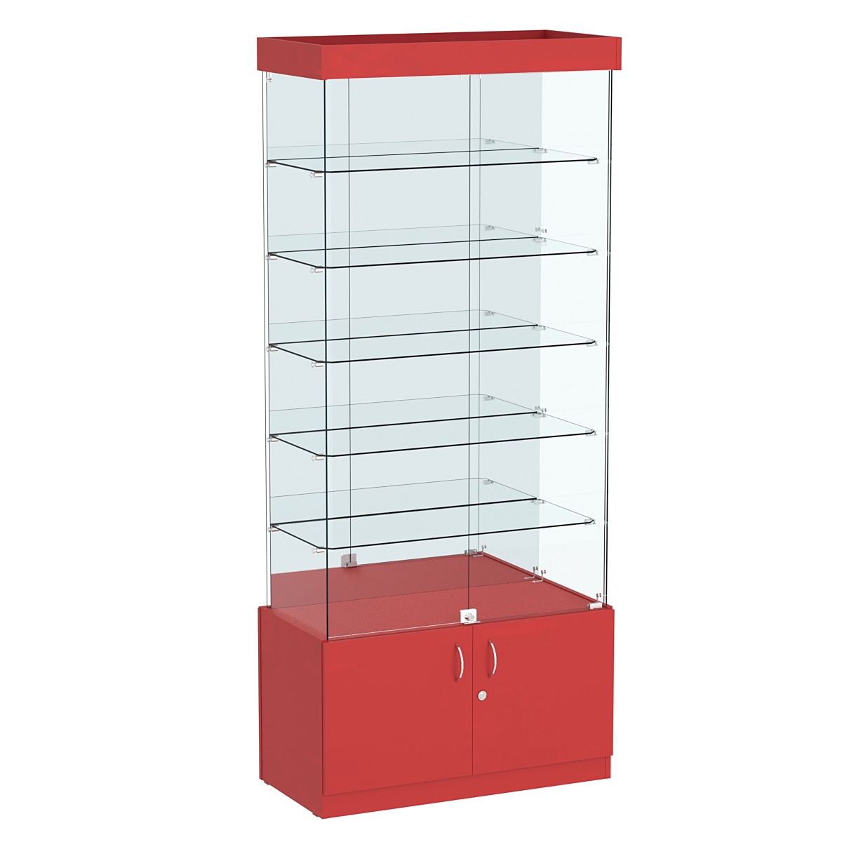 Витрина Истра №503 прямоугольная (задняя стенка - зеркало) Красный U0210