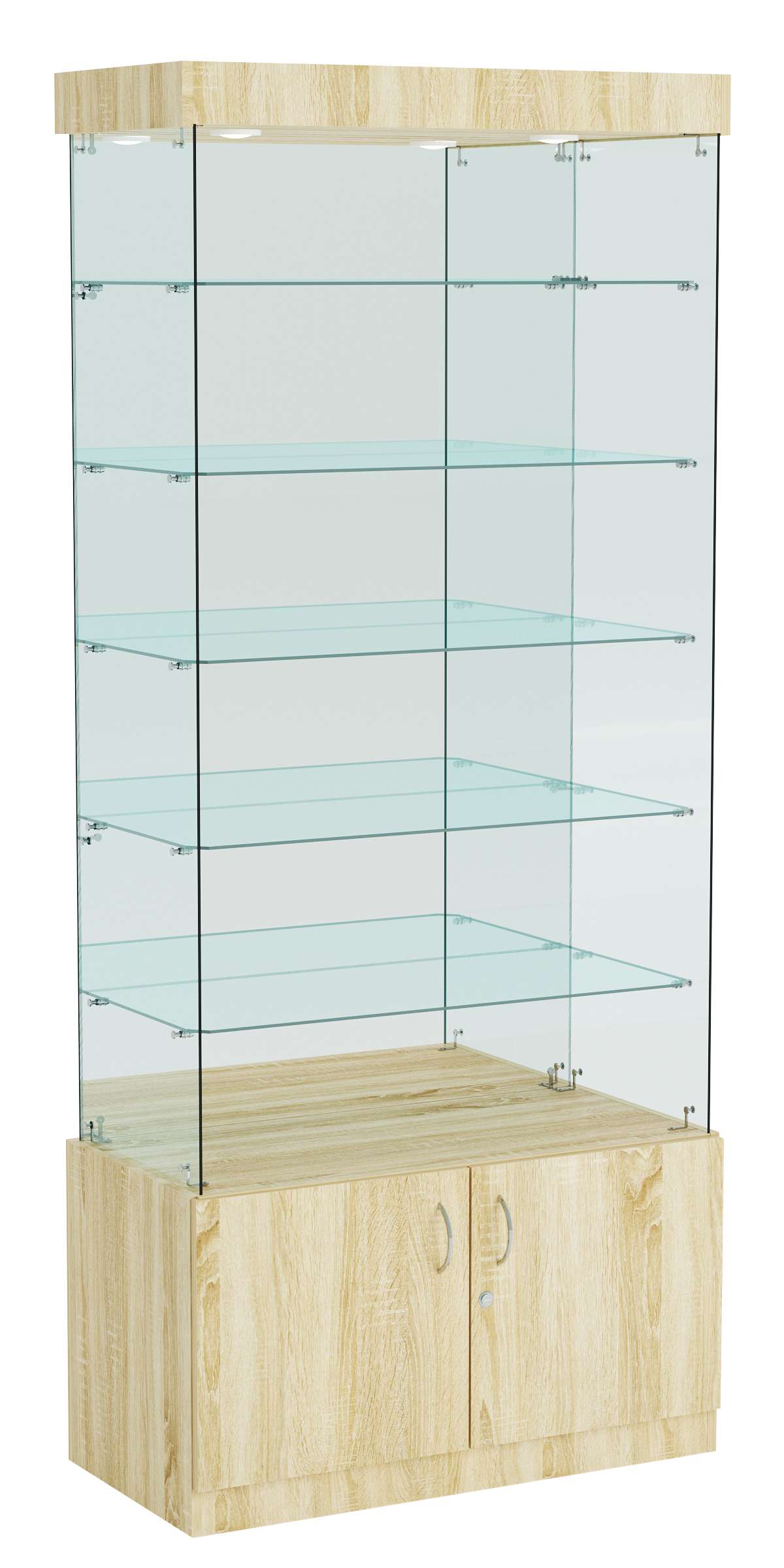 Витрина ИСТРА №603 прямоугольная (З/C - зеркало), без дверей Дуб сонома