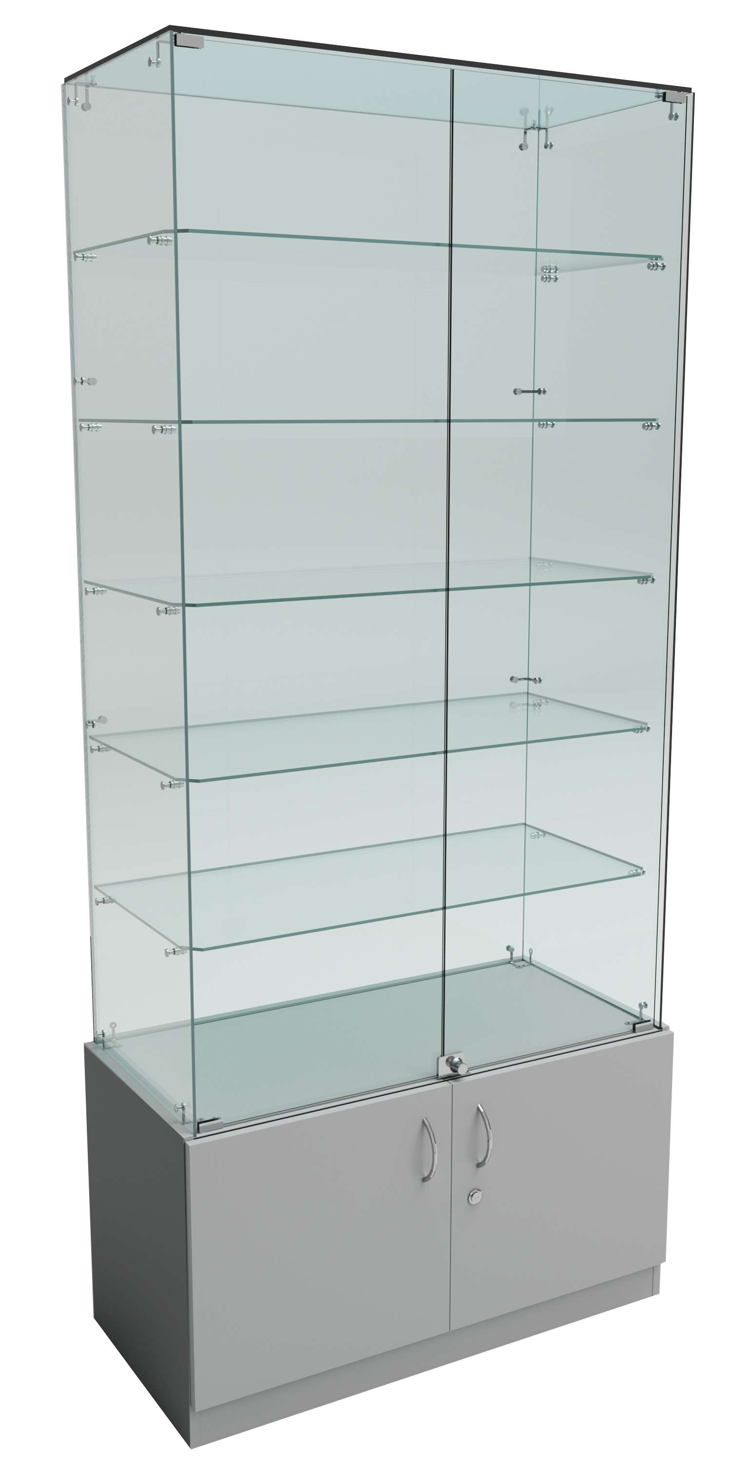 Витрина Истра №505 прямоугольная (задняя стенка - стекло) Серый