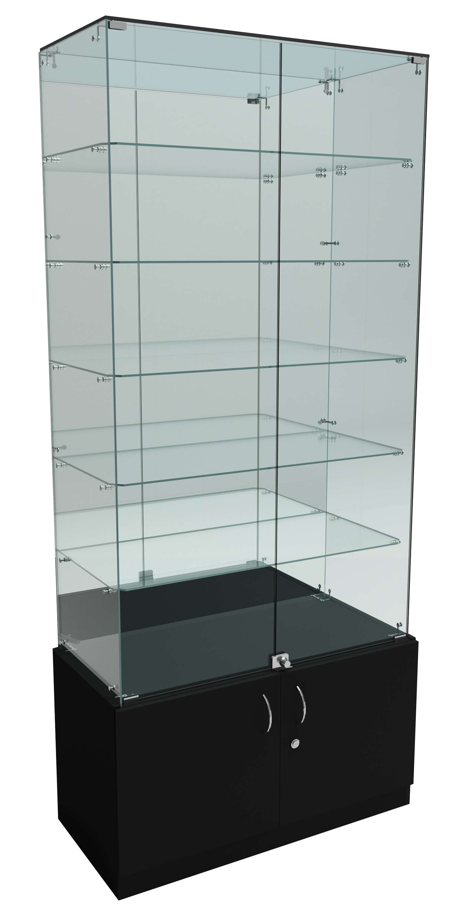 Витрина Истра № 507 прямоугольная (задняя стенка - зеркало) Черный