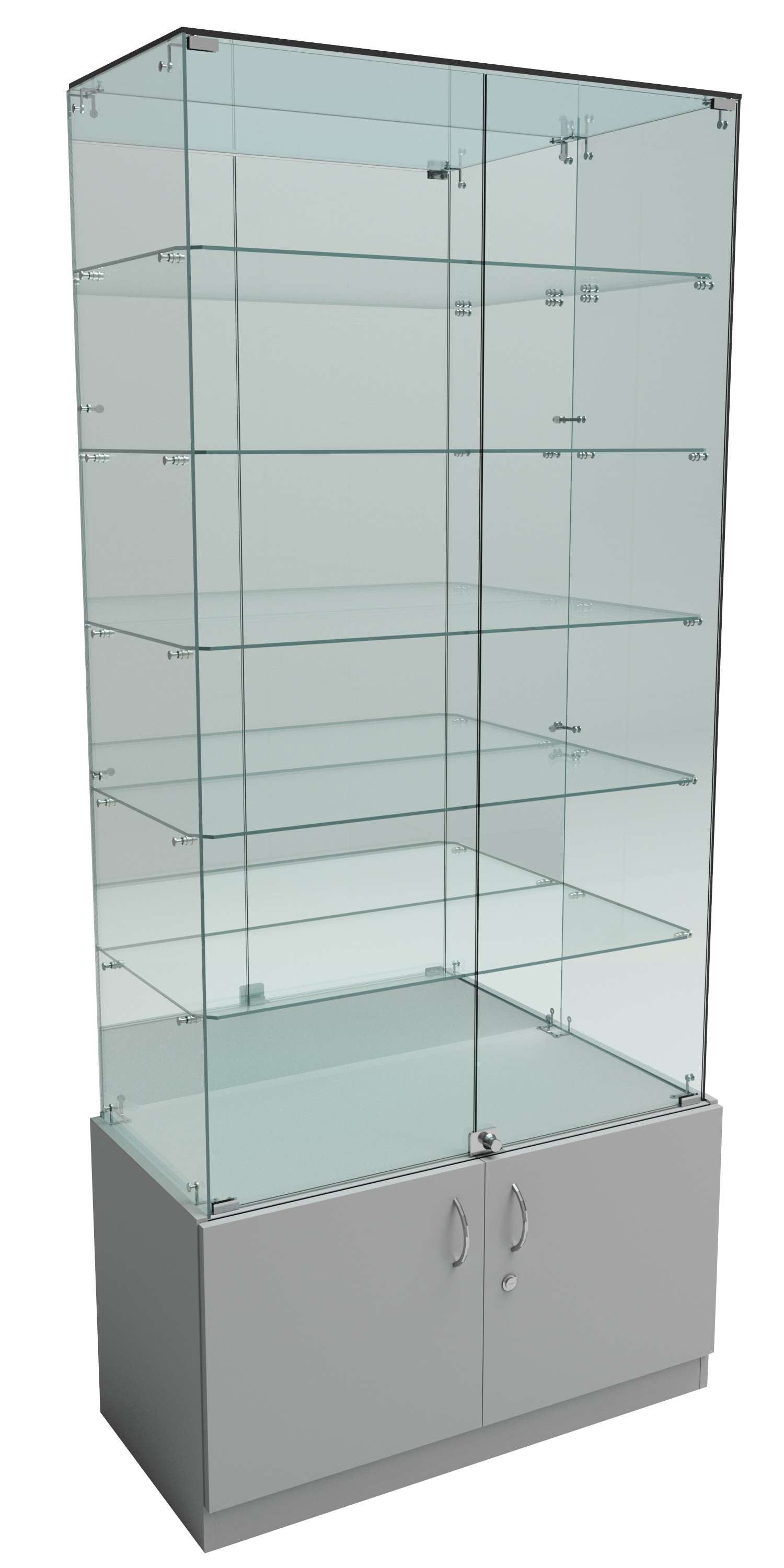 Витрина Истра № 507 прямоугольная (задняя стенка - зеркало) Серый