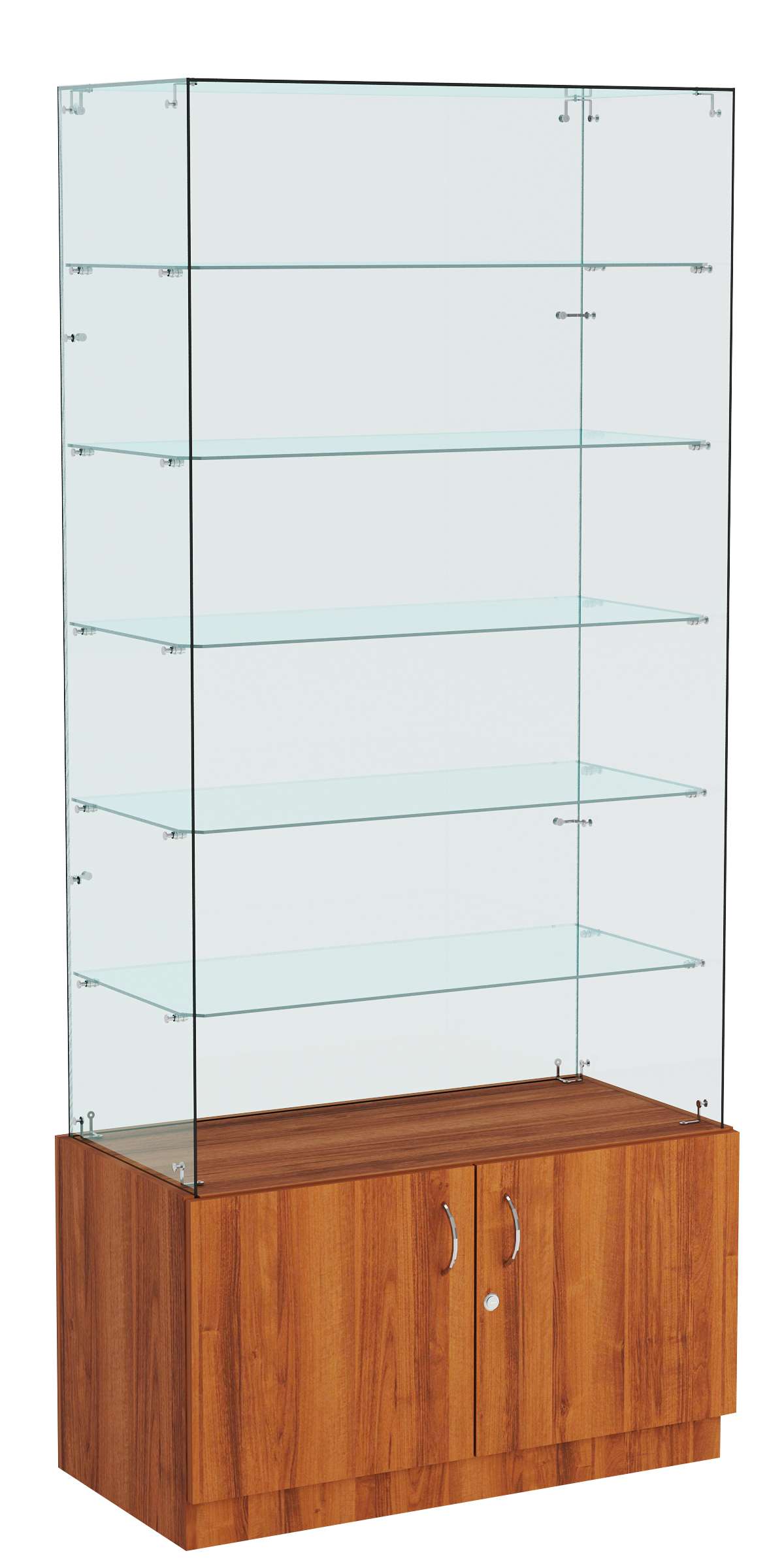 Витрина ИСТРА №605 прямоугольная (З/C - стекло), без дверей. Орех