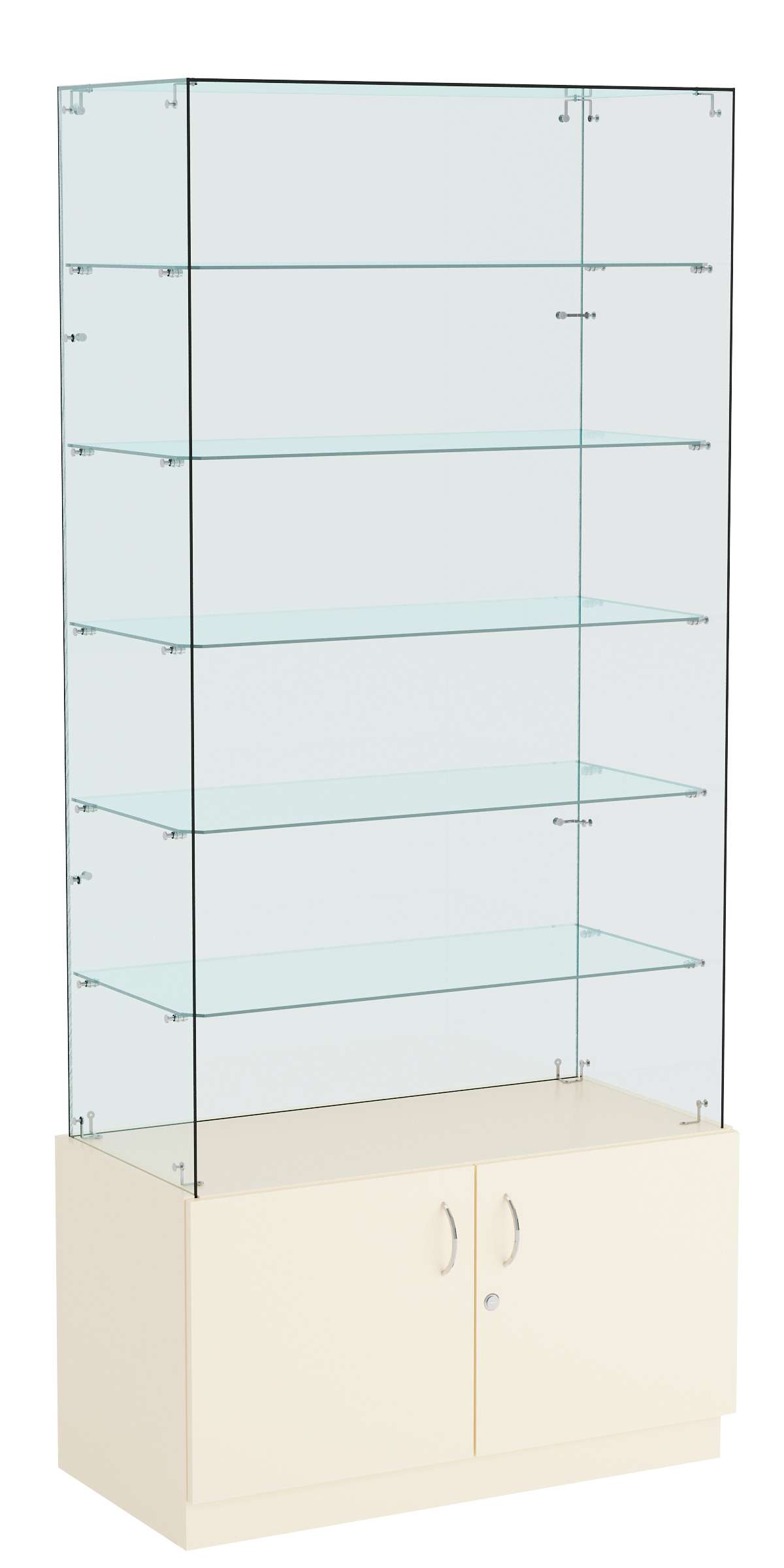 Витрина ИСТРА №605 прямоугольная (З/C - стекло), без дверей. Крем Вайс