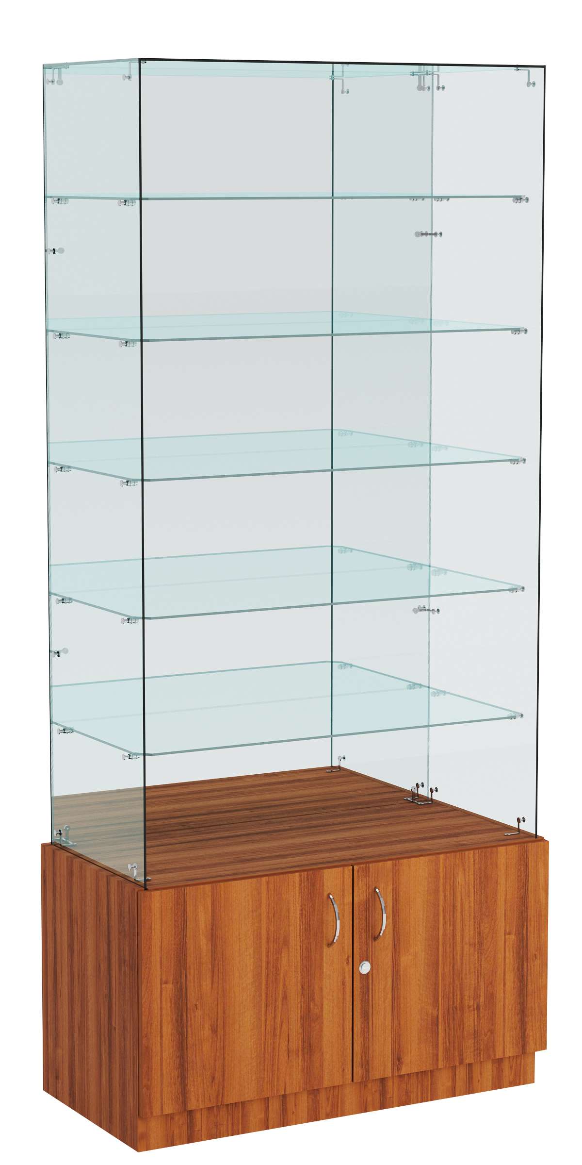 Витрина ИСТРА №607 прямоугольная (З/C - зеркало), без дверей Орех