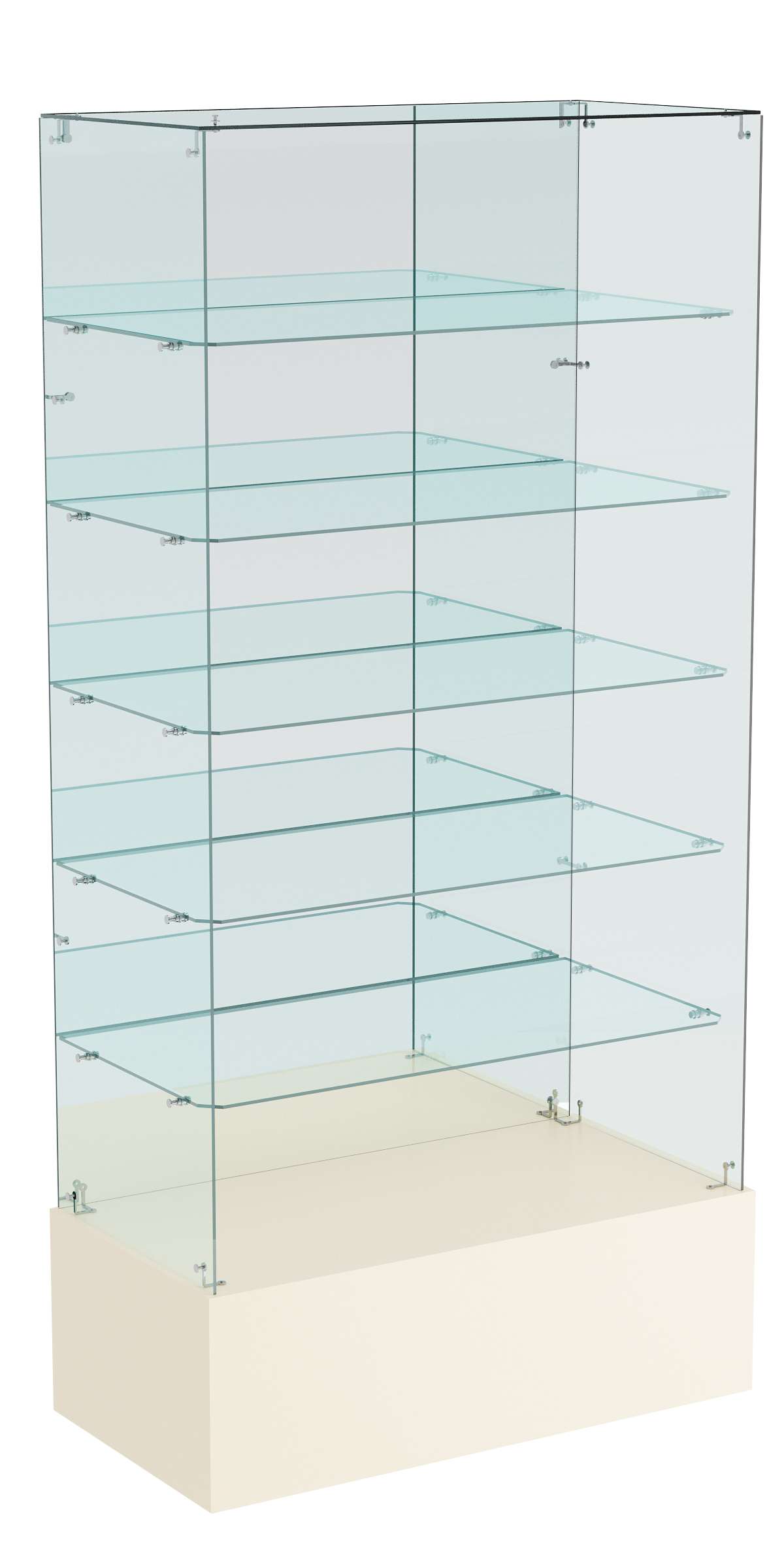 Витрина ИСТРА №611 прямоугольная (З/C - зеркало), без дверей Крем Вайс