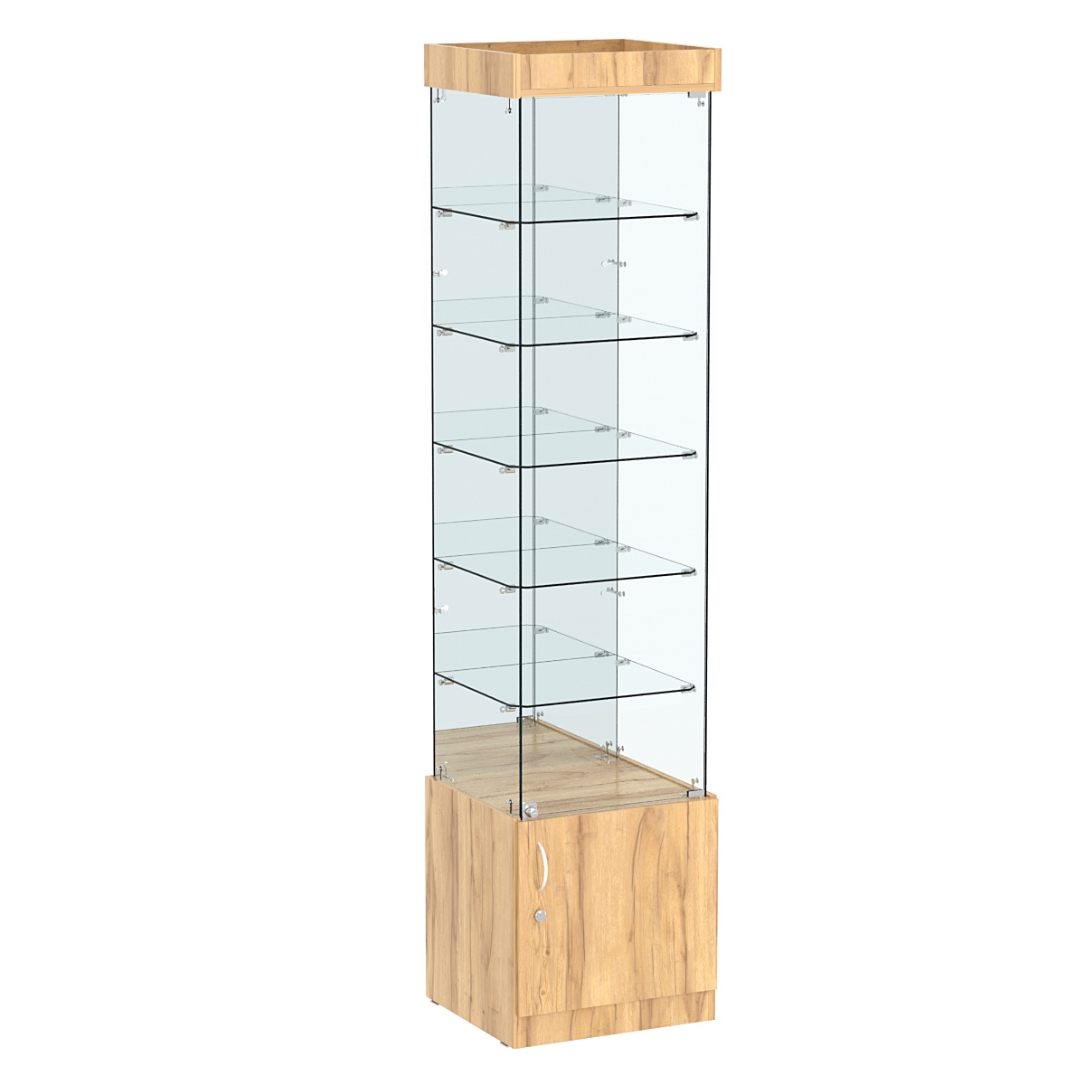 Витрина ИСТРА №504 стаканчик (задняя стенка - зеркало) Дуб Золотистый