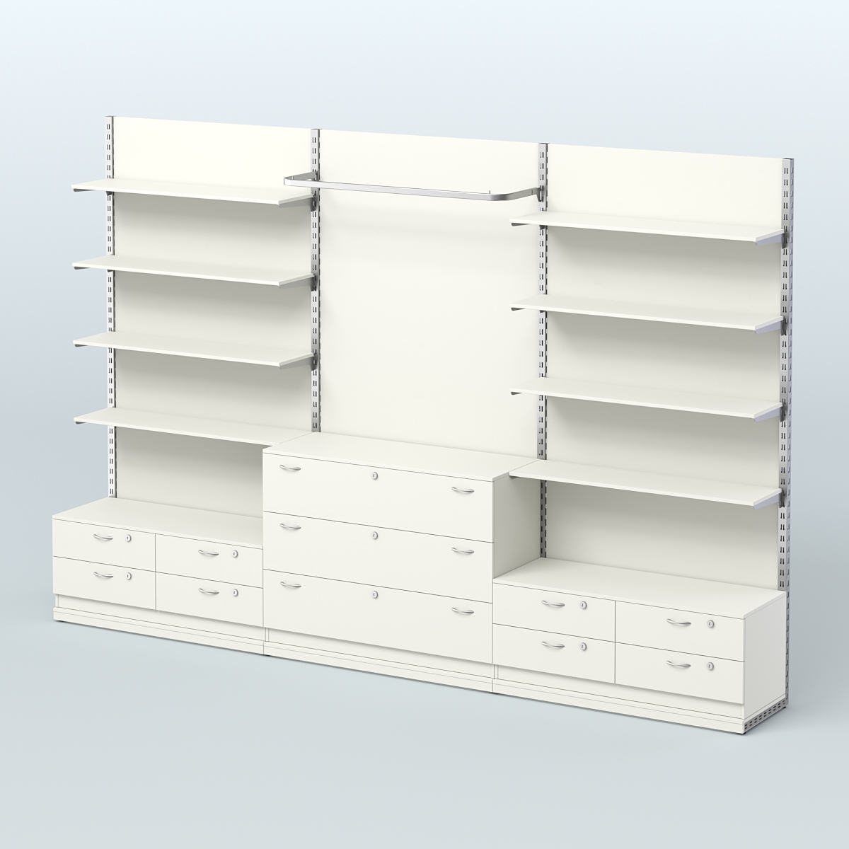 Система ЭЛЕГАНТ №5 пристенная с ДСП и тумбами Т14 и Т13 (3600 мм) Белый