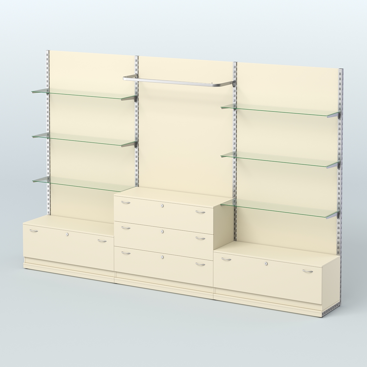 Система ЭЛЕГАНТ №6 пристенная с ДСП и тумбами Т11 и Т13 (3600 мм) Крем Вайс