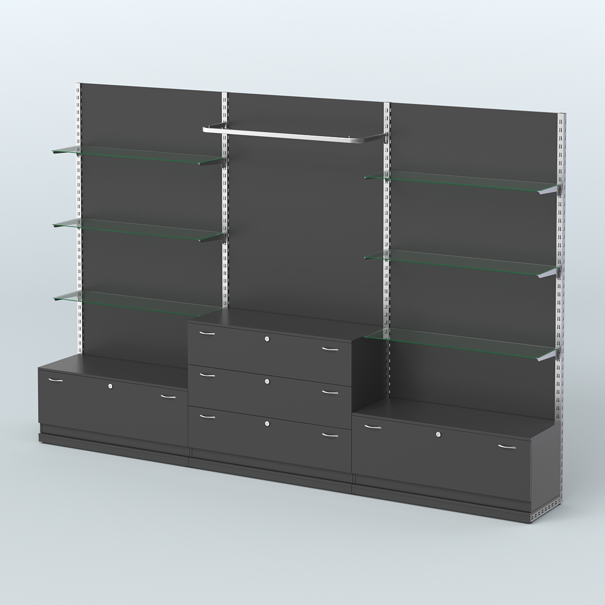 Система ЭЛЕГАНТ №6 пристенная с ДСП и тумбами Т11 и Т13 (3600 мм) Черный