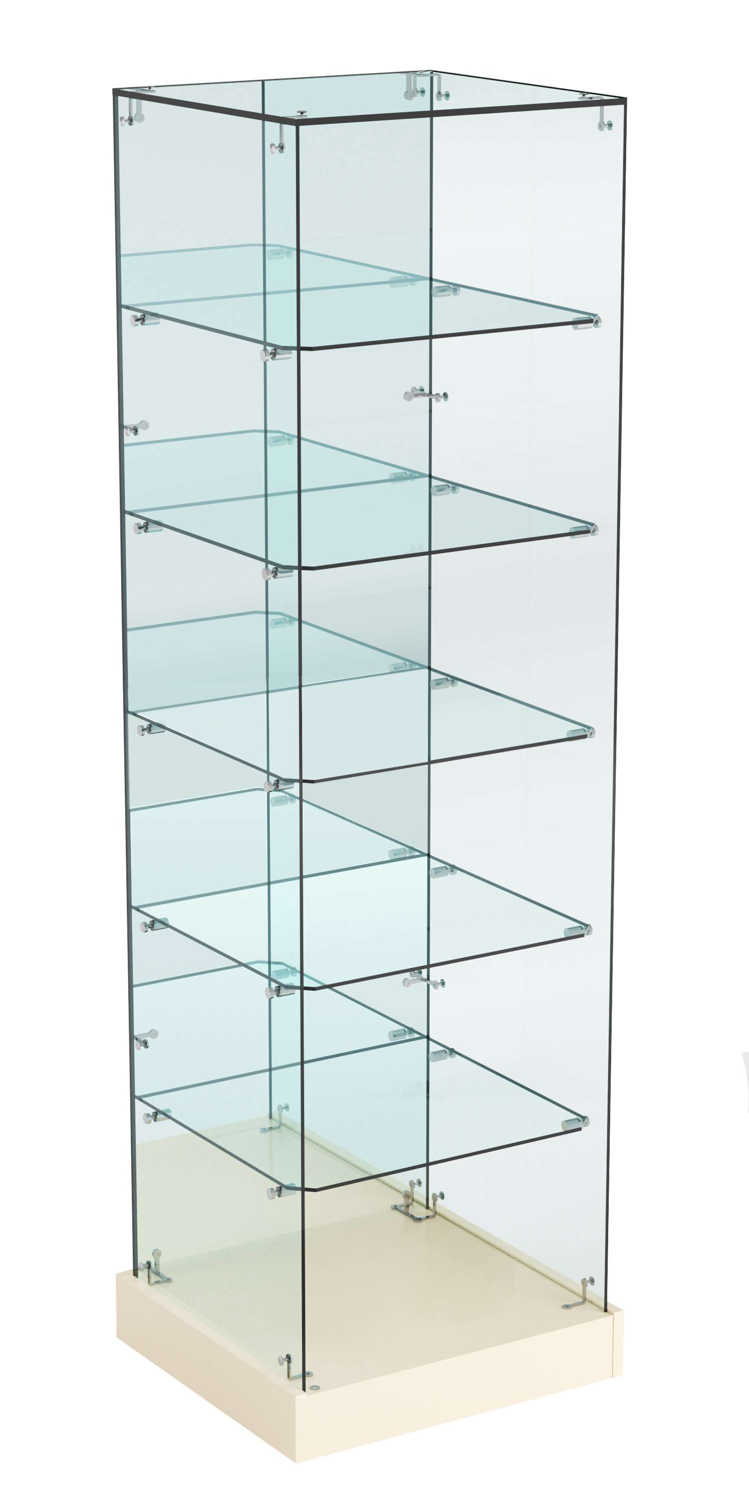 Витрина Хит продаж №504 (открытая, задняя стенка - зеркало) Крем Вайс