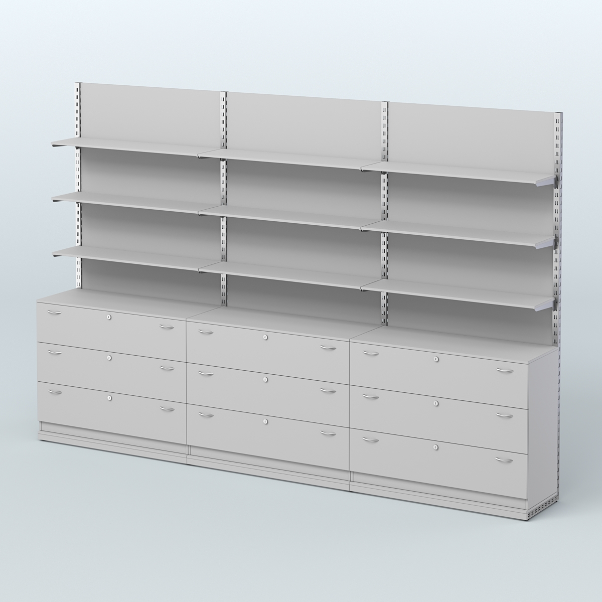 Система ЭЛЕГАНТ №7 пристенная с ДСП и тумбами Т13 (3600 мм) Серый