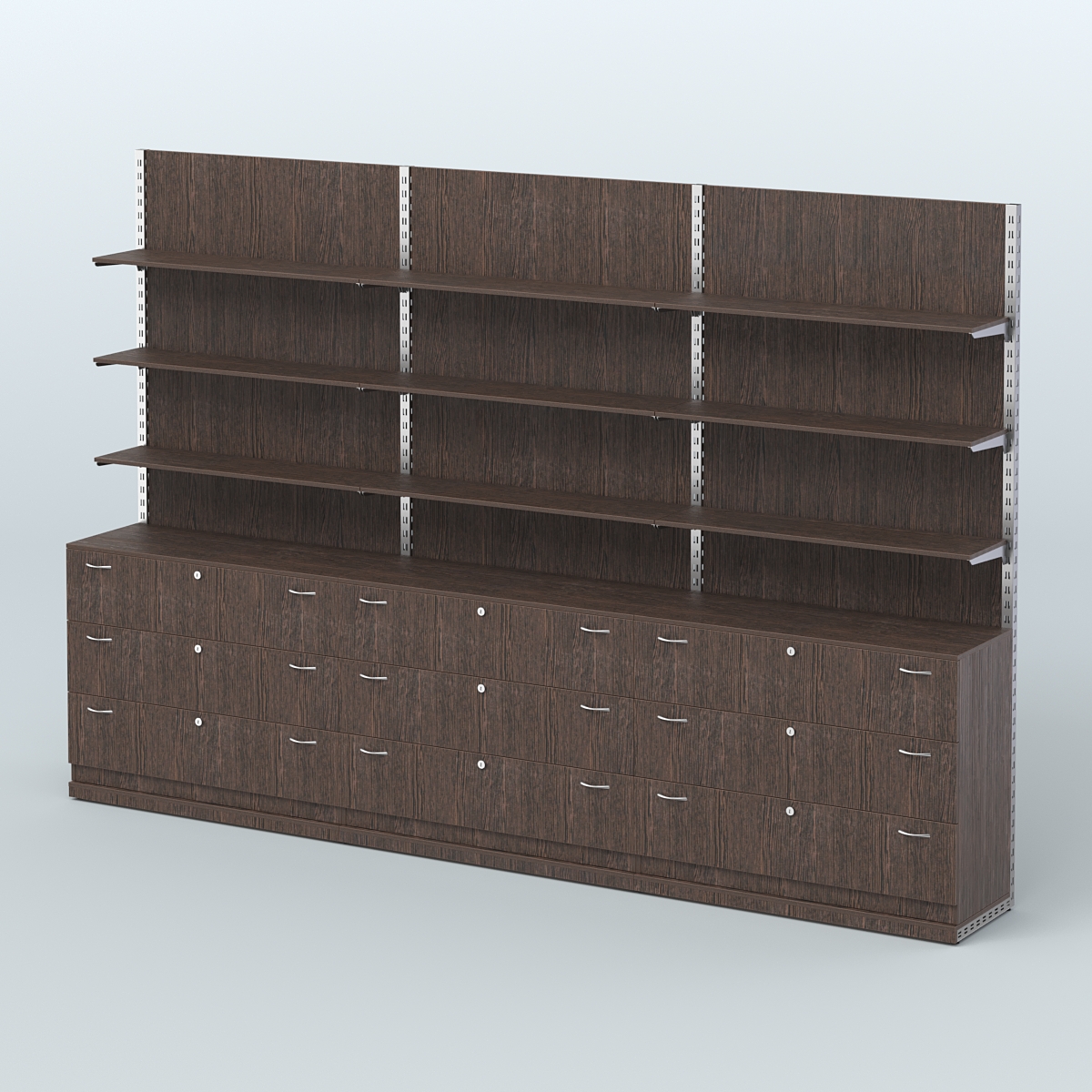 Система ЭЛЕГАНТ №7 пристенная с ДСП и тумбами Т13 (3600 мм) Дуб Венге