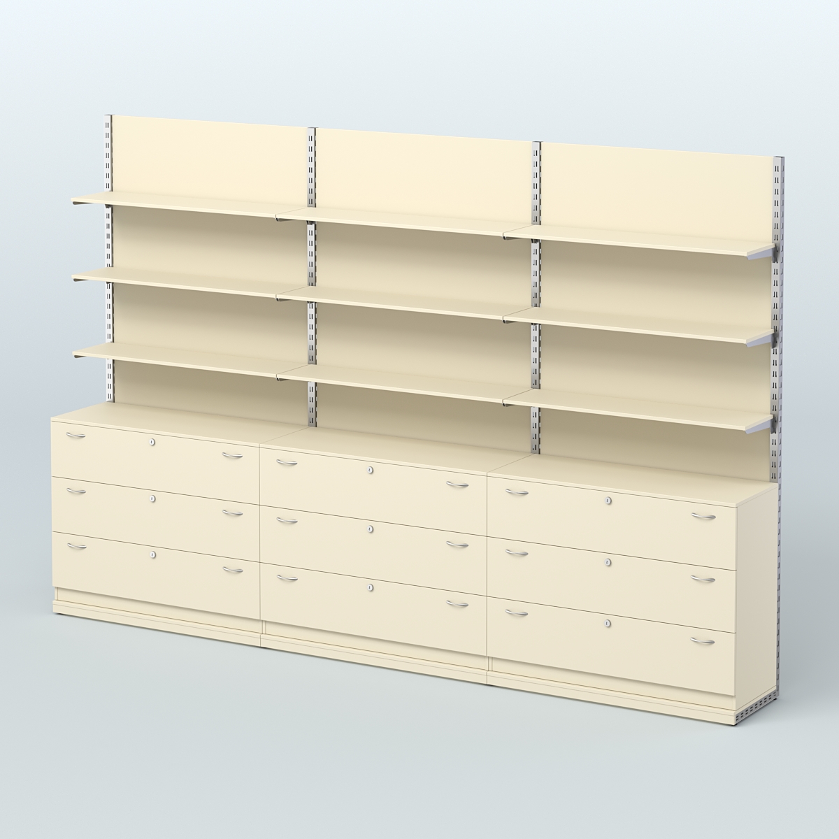 Система ЭЛЕГАНТ №7 пристенная с ДСП и тумбами Т13 (3600 мм) Крем Вайс