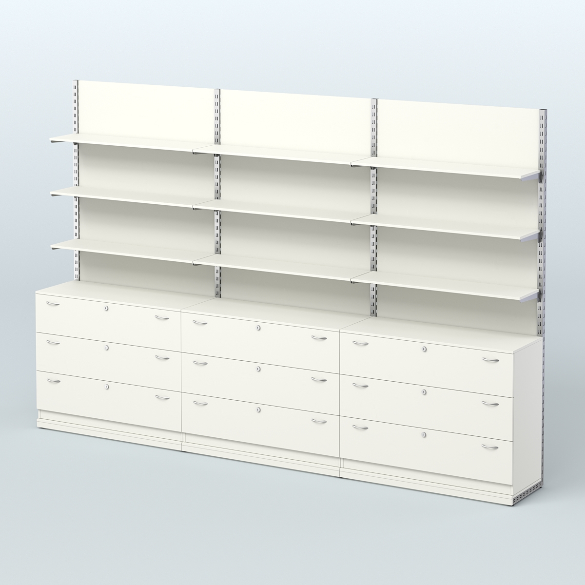 Система ЭЛЕГАНТ №7 пристенная с ДСП и тумбами Т13 (3600 мм) Белый