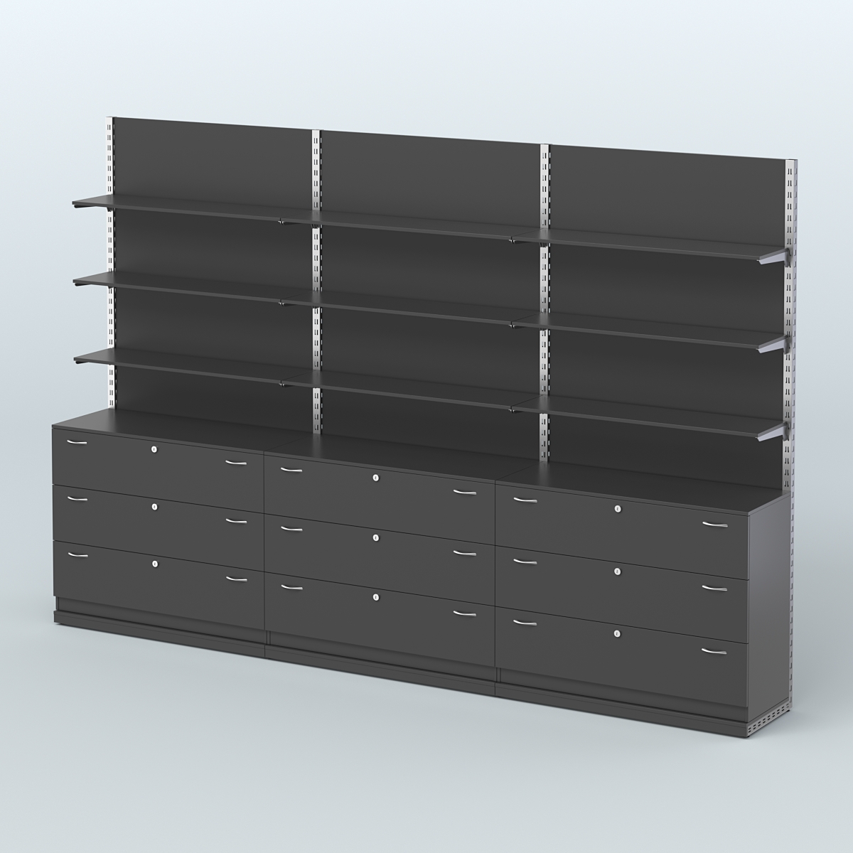 Система ЭЛЕГАНТ №7 пристенная с ДСП и тумбами Т13 (3600 мм) Черный