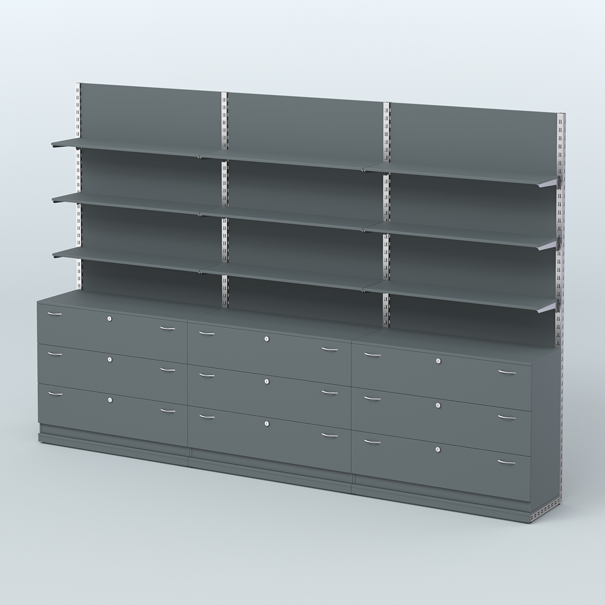 Система ЭЛЕГАНТ №7 пристенная с ДСП и тумбами Т13 (3600 мм) Темно-Серый