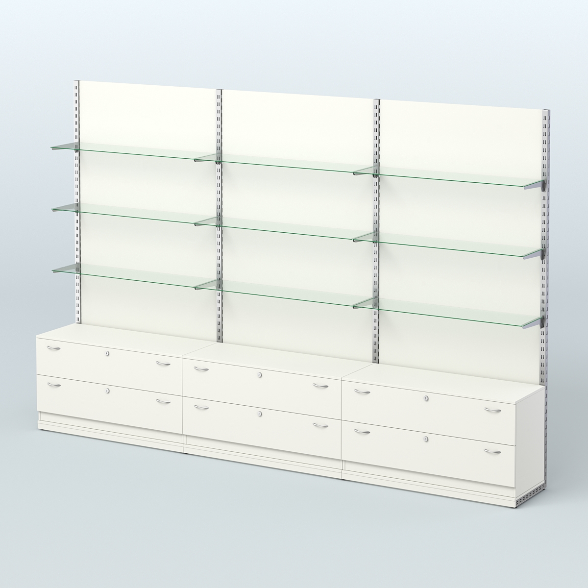 Система ЭЛЕГАНТ №8 пристенная с ДСП и тумбами Т12 (3600 мм) Белый