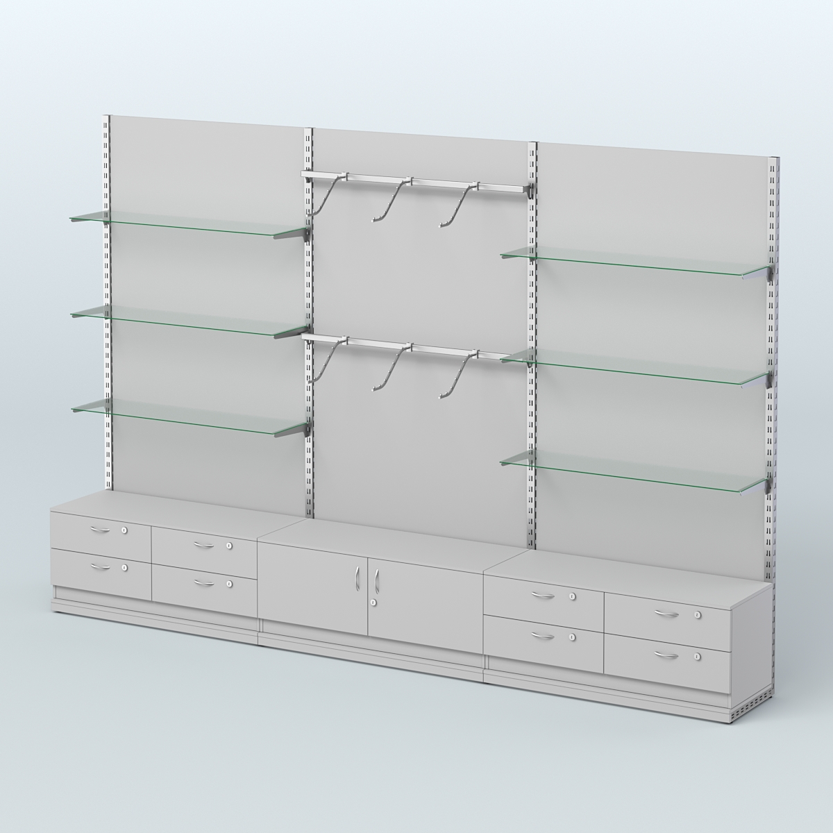 Система ЭЛЕГАНТ №10 пристенная с ДСП и тумбами Т14 и Т21 (3600 мм) Серый