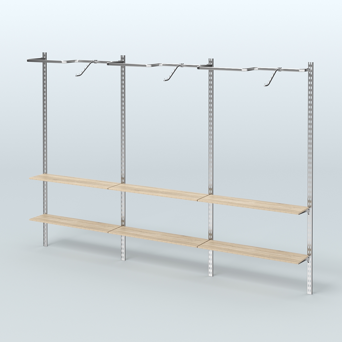 Система ГЛОБАЛ с Р-образными поручнями и полками из ДСП №4 (3600 мм) Дуб Сонома