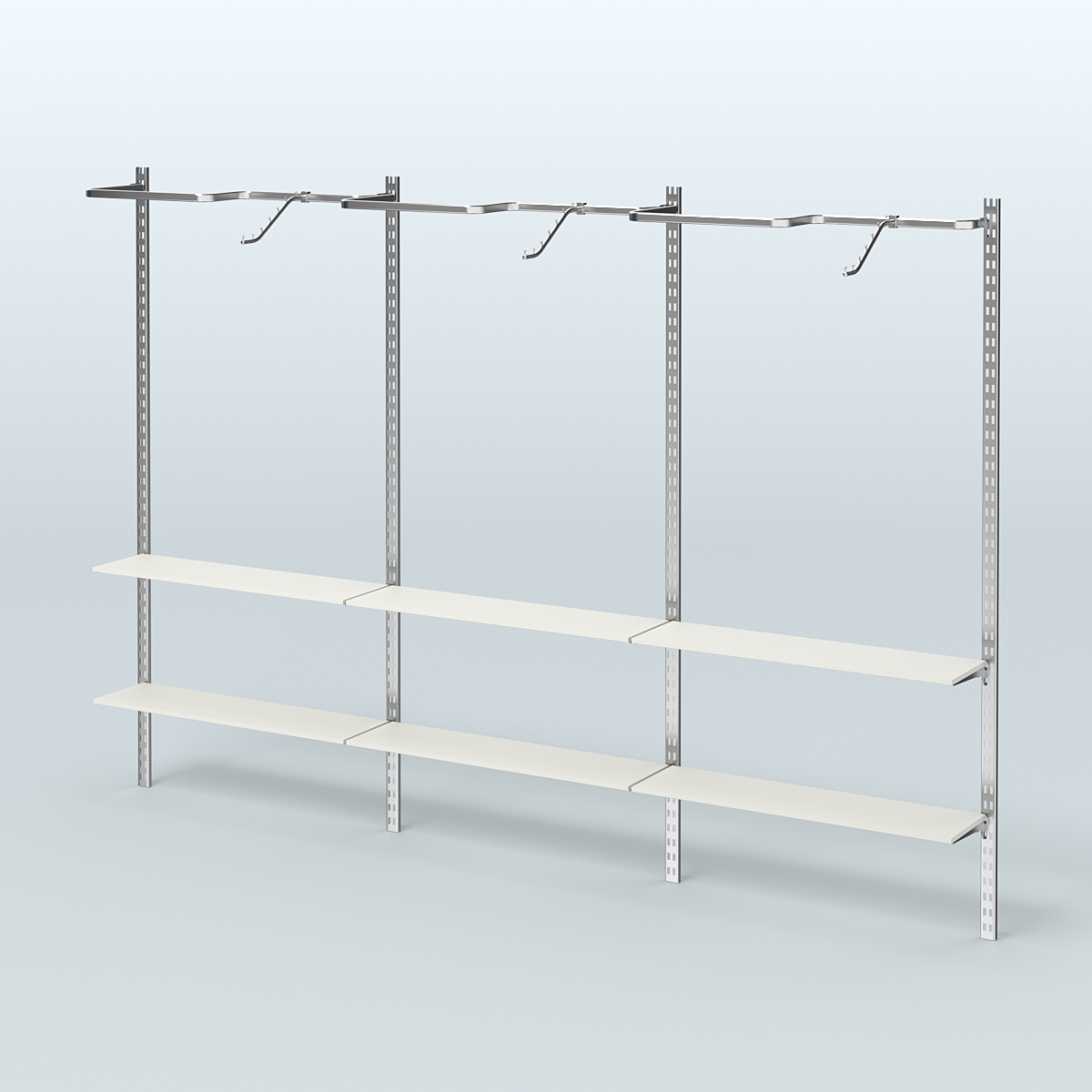 Система ГЛОБАЛ с Р-образными поручнями и полками из ДСП №4 (3600 мм) Белый