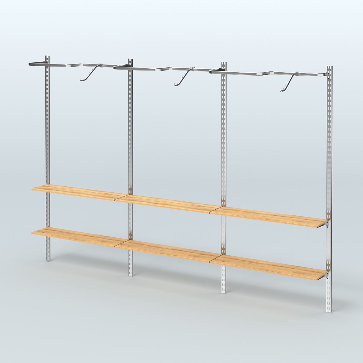 Система ГЛОБАЛ с Р-образными поручнями и полками из ДСП №4 (3600 мм) Дуб Золотистый