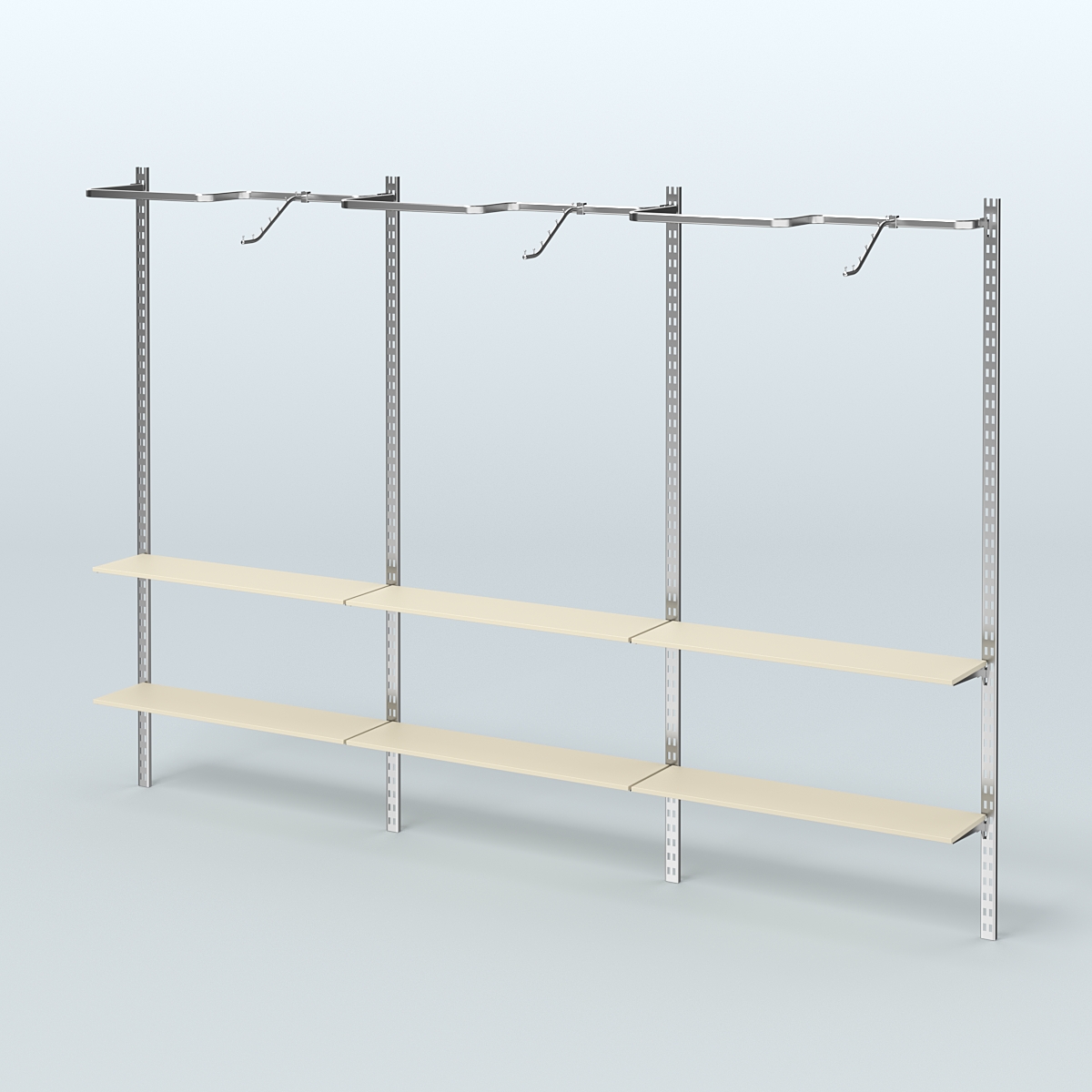 Система ГЛОБАЛ с Р-образными поручнями и полками из ДСП №4 (3600 мм) Крем Вайс