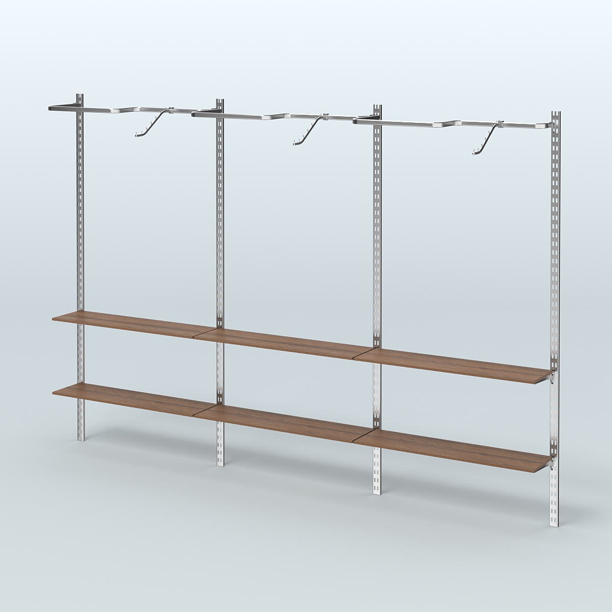 Система ГЛОБАЛ с Р-образными поручнями и полками из ДСП №4 (3600 мм) Орех