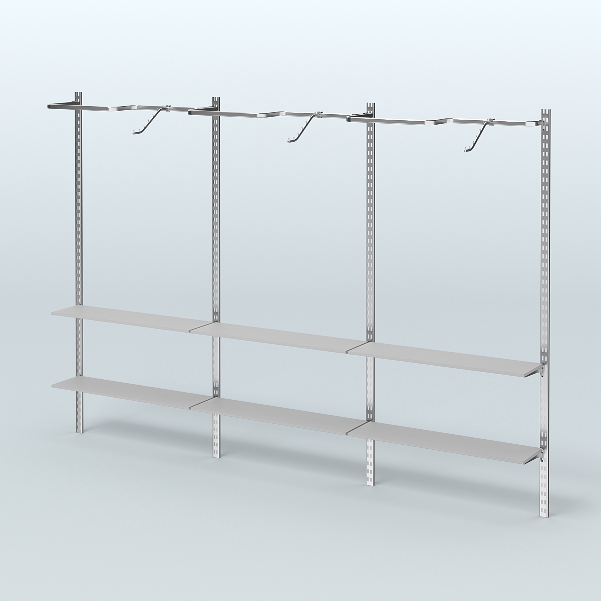 Система ГЛОБАЛ с Р-образными поручнями и полками из ДСП №4 (3600 мм) Серый