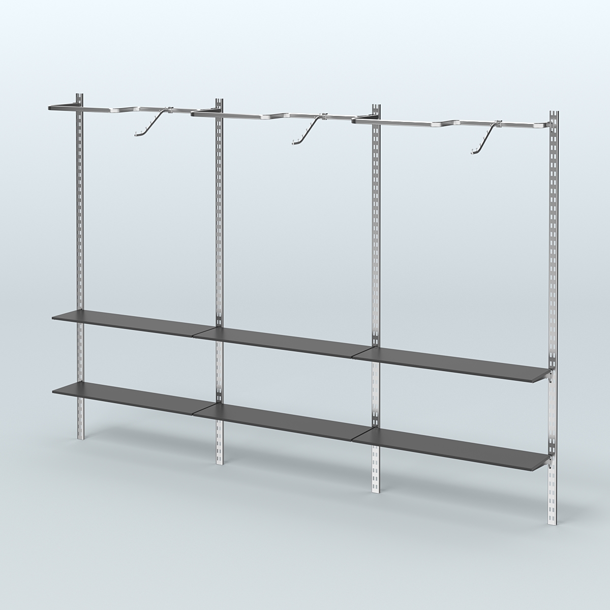 Система ГЛОБАЛ с Р-образными поручнями и полками из ДСП №4 (3600 мм) Черный