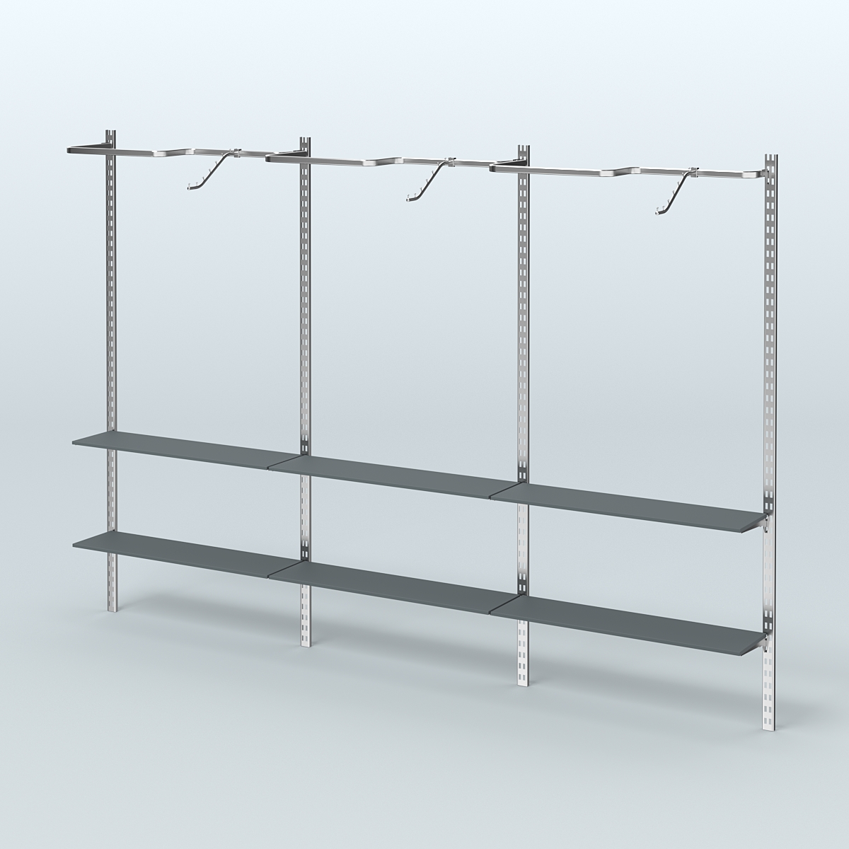 Система ГЛОБАЛ с Р-образными поручнями и полками из ДСП №4 (3600 мм) Темно-Серый
