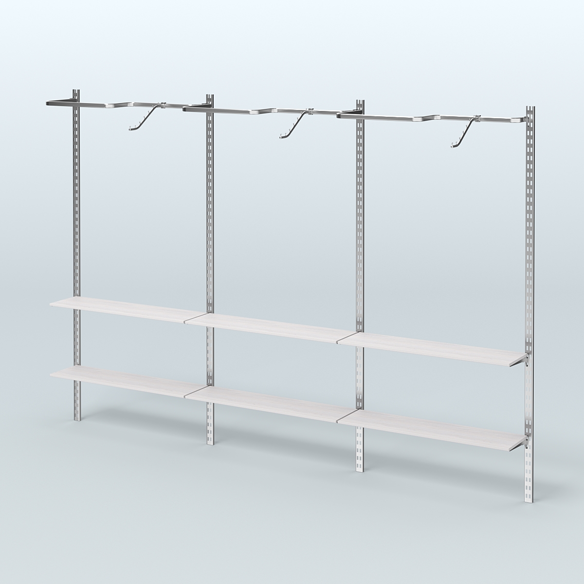 Система ГЛОБАЛ с Р-образными поручнями и полками из ДСП №4 (3600 мм) Ясень Анкор светлый