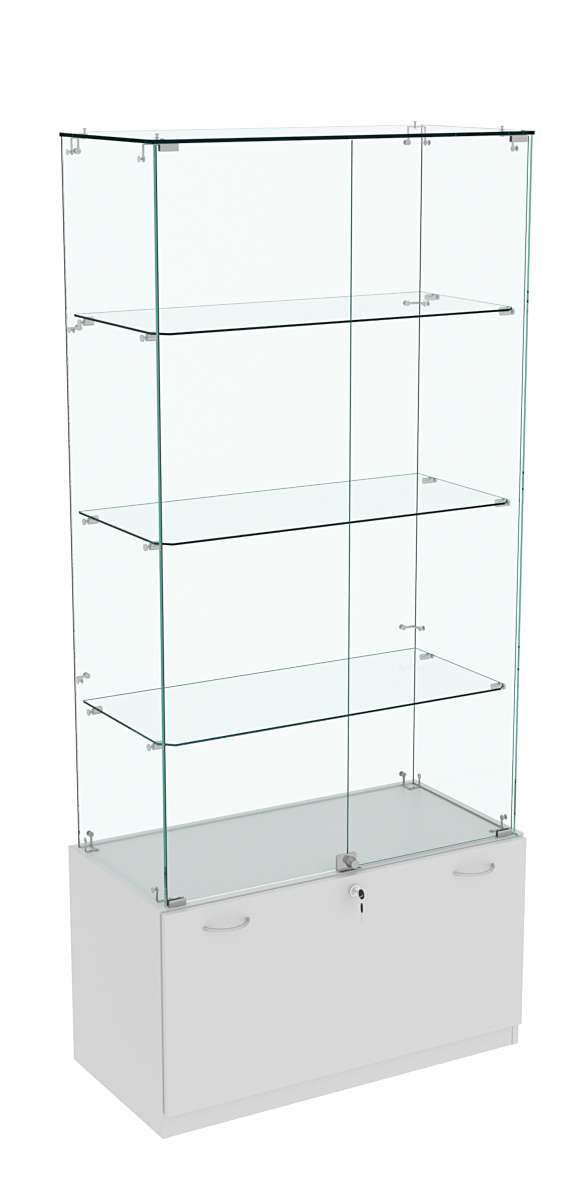 Витрина Кристалл №5 прямоугольная (задняя стенка - стекло) Серый