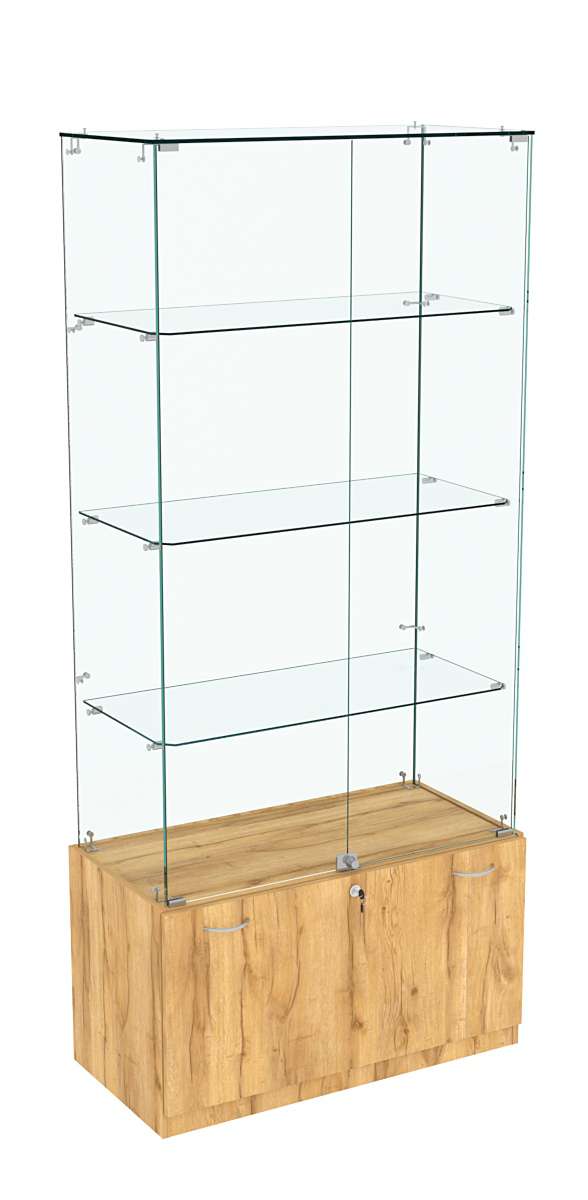 Витрина Кристалл №5 прямоугольная (задняя стенка - стекло) Дуб Золотистый