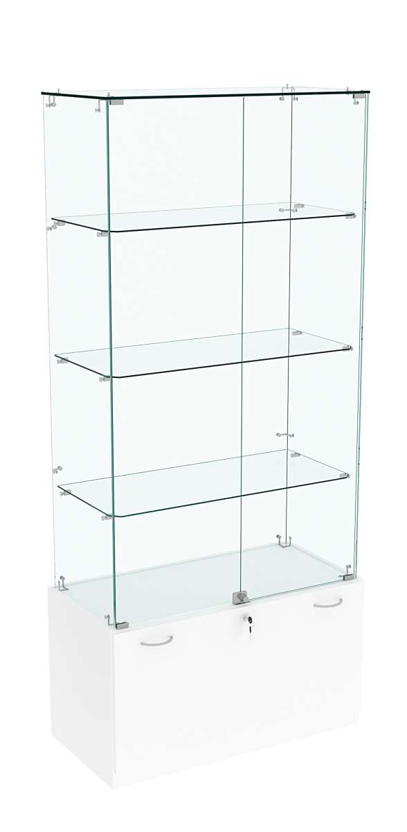 Витрина Кристалл №5 прямоугольная (задняя стенка - стекло) Белый