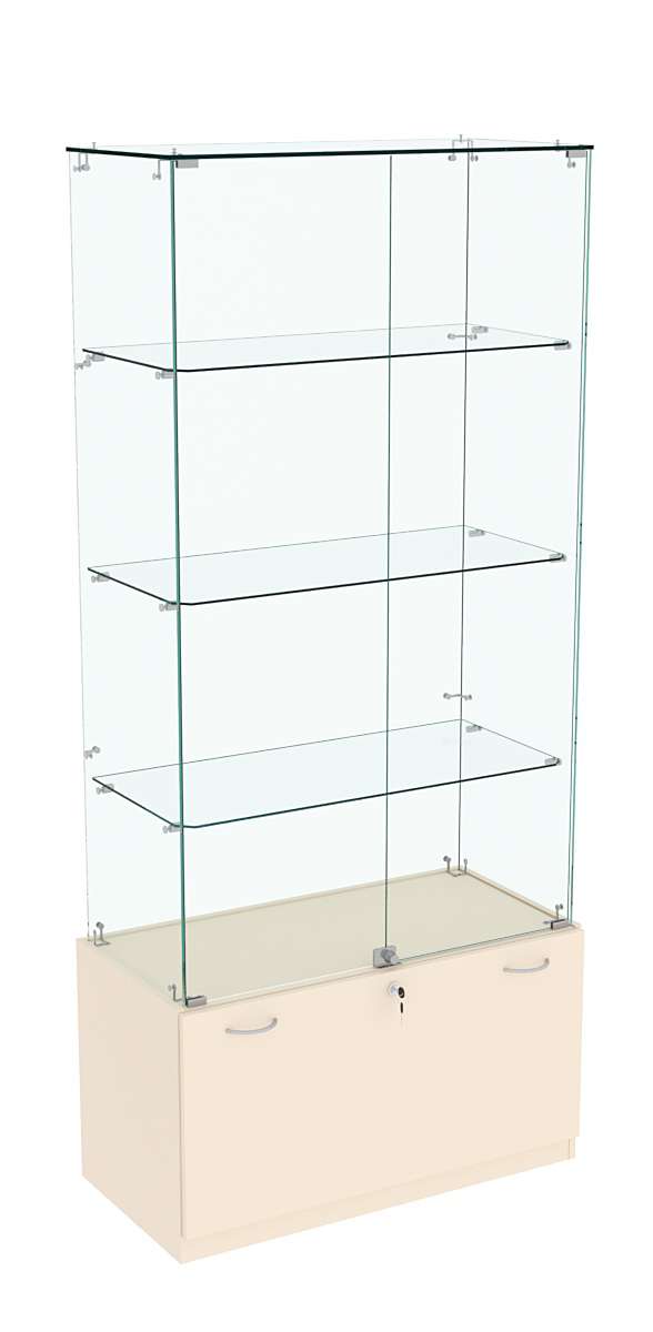Витрина Кристалл №5 прямоугольная (задняя стенка - стекло) Крем Вайс