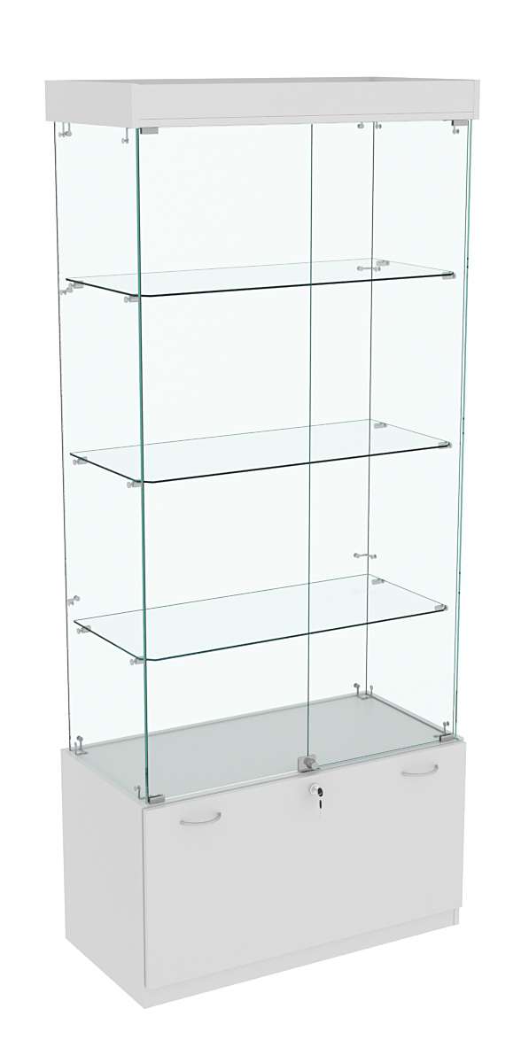 Витрина Кристалл №1 прямоугольная (задняя стенка - стекло) Серый