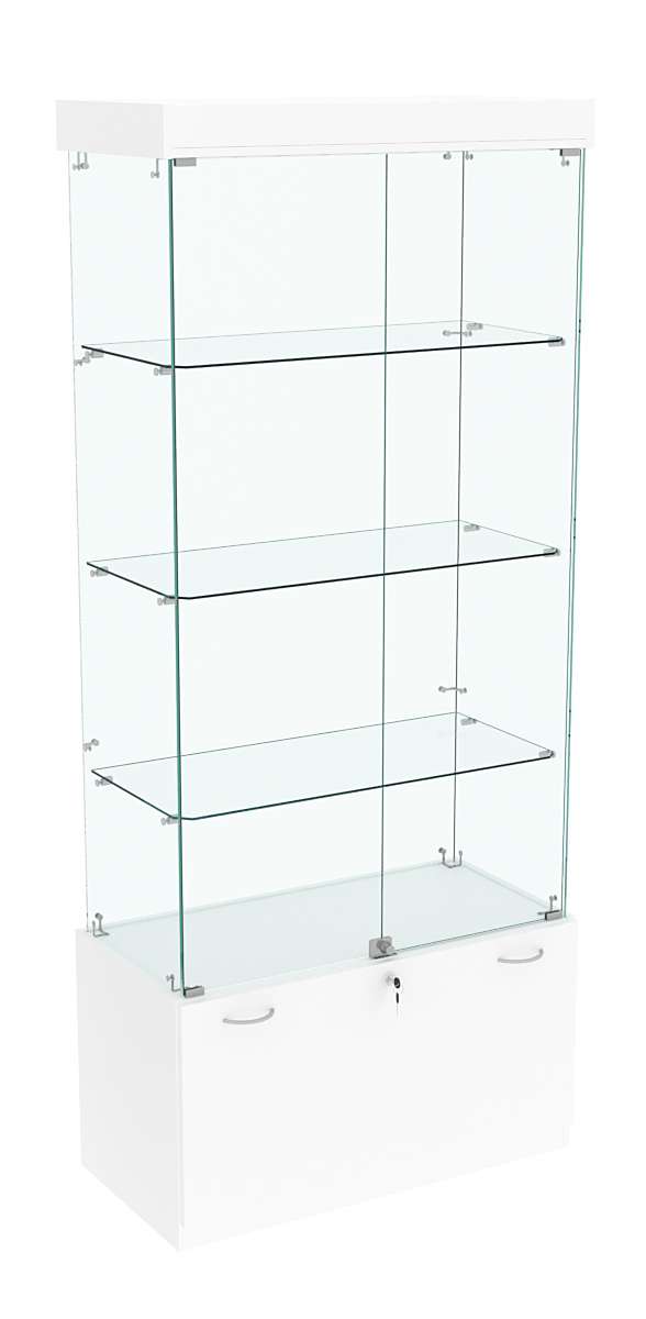 Витрина Кристалл №1 прямоугольная (задняя стенка - стекло) Белый