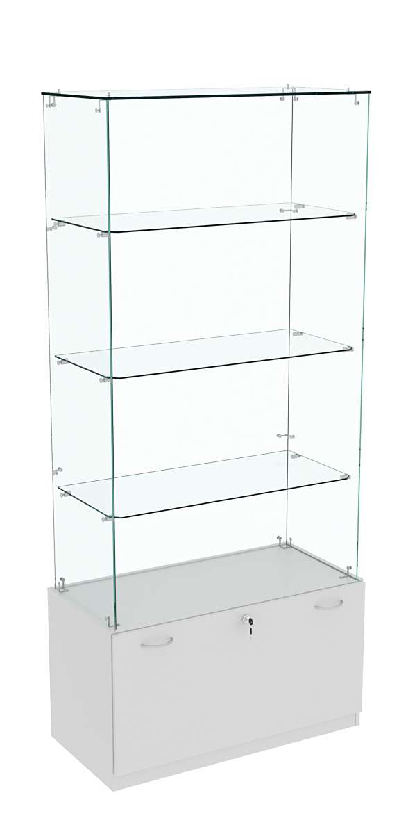 Витрина Кристалл №105 прямоугольная (З/C - стекло), без дверей. Серый