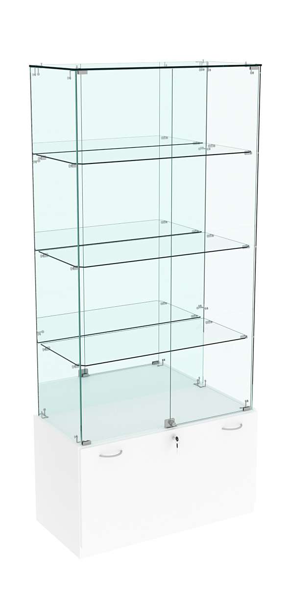 Витрина Кристалл №7 прямоугольная (задняя стенка - зеркало) Белый
