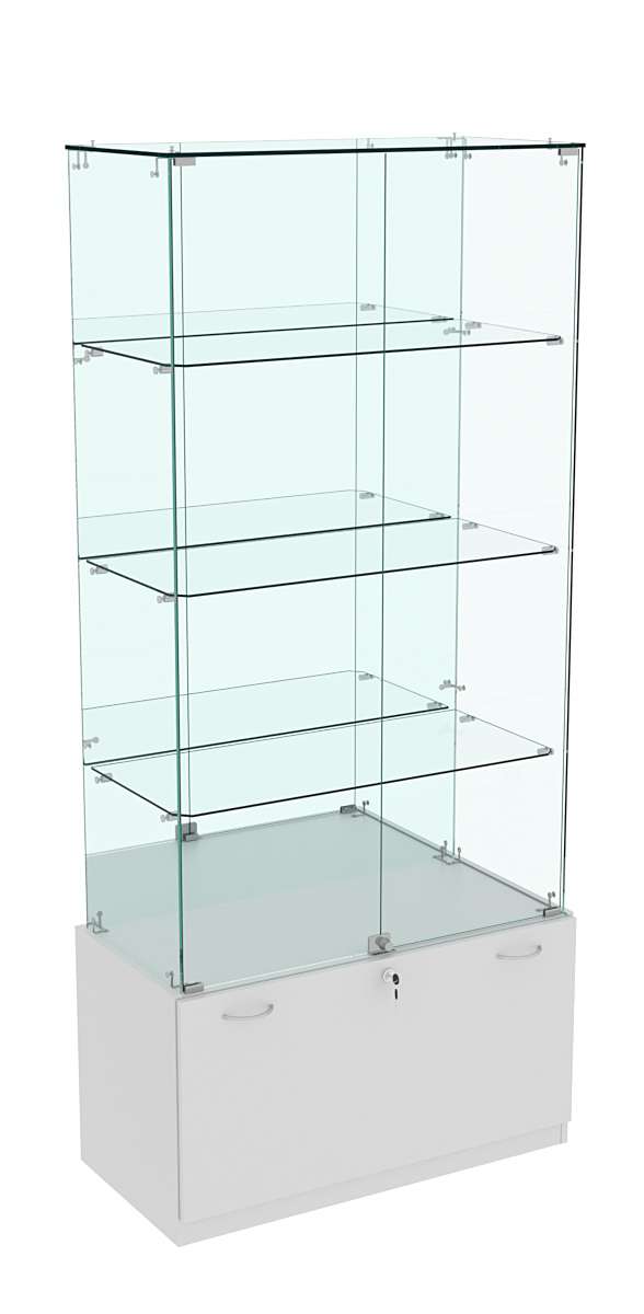 Витрина Кристалл №7 прямоугольная (задняя стенка - зеркало) Серый