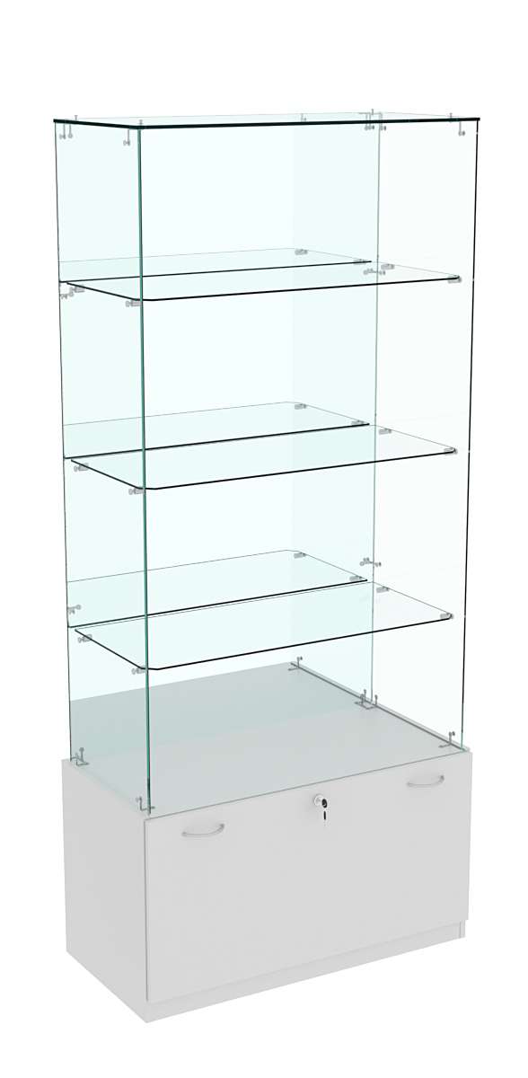 Витрина Кристалл №107 прямоугольная (З/C - зеркало), без дверей Серый