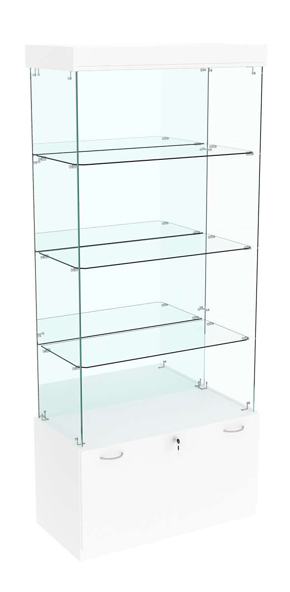 Витрина Кристалл №103 прямоугольная (З/C - зеркало), без дверей Белый