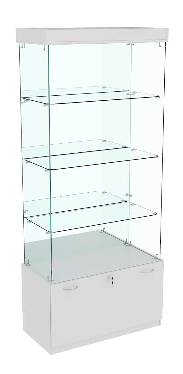 Витрина Кристалл №103 прямоугольная (З/C - зеркало), без дверей Серый