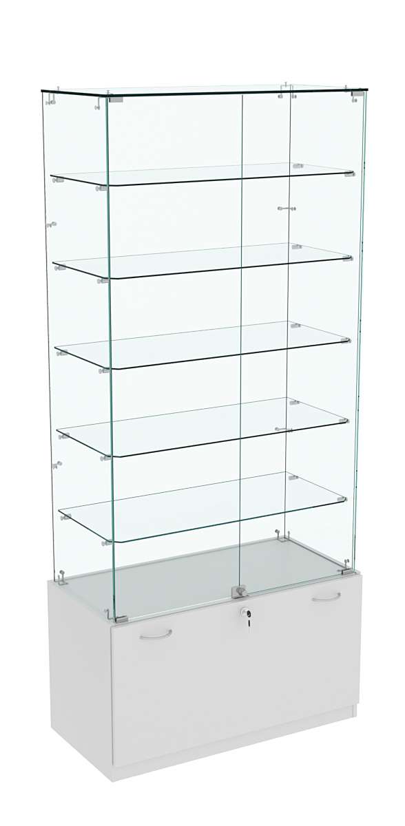 Витрина Кристалл №505 прямоугольная (задняя стенка - стекло) Серый