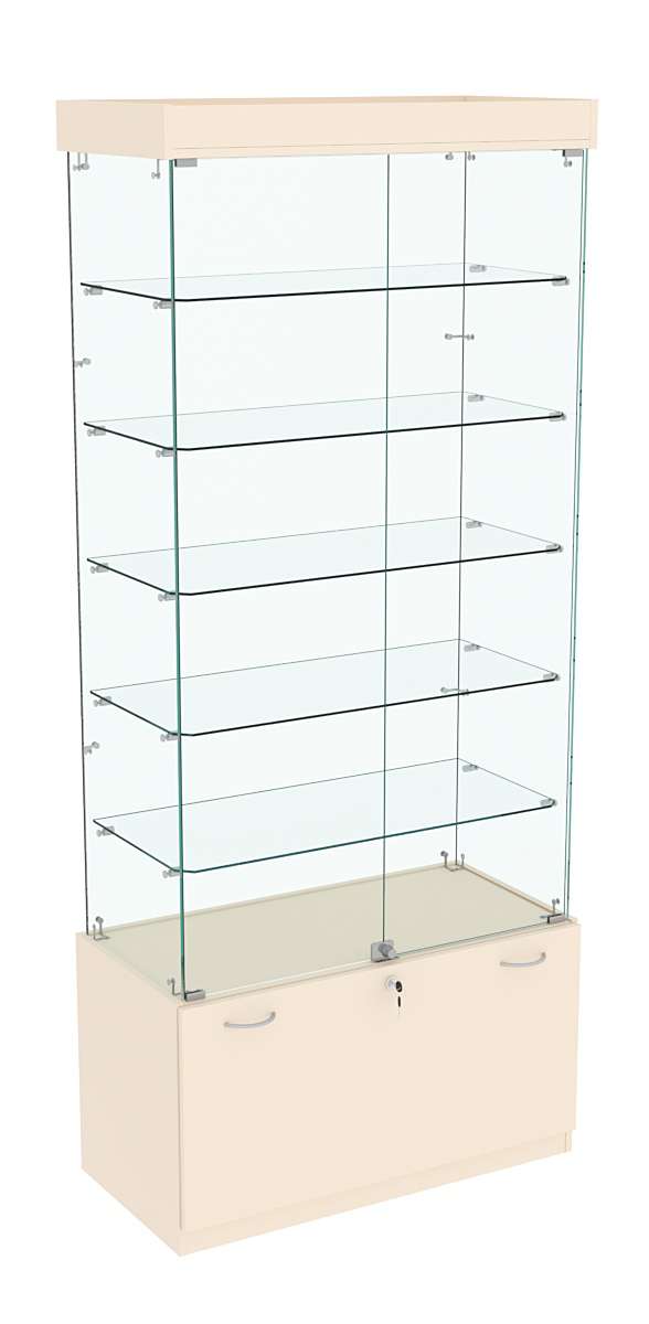 Витрина Кристалл №501 прямоугольная (задняя стенка - стекло) Крем Вайс