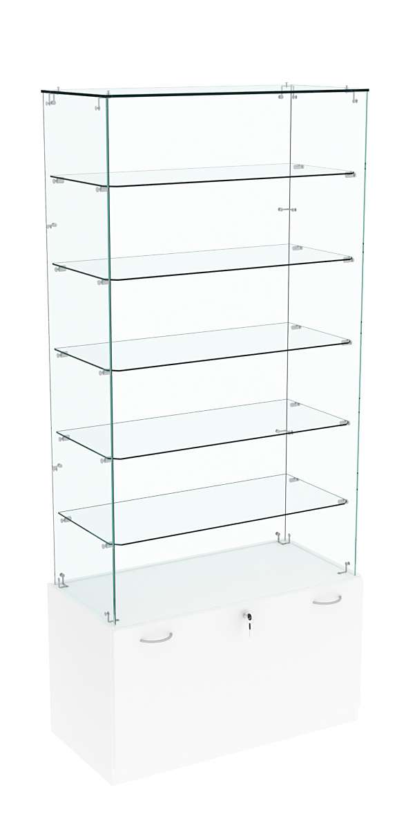 Витрина Кристалл №605 прямоугольная (З/C - стекло), без дверей. Белый