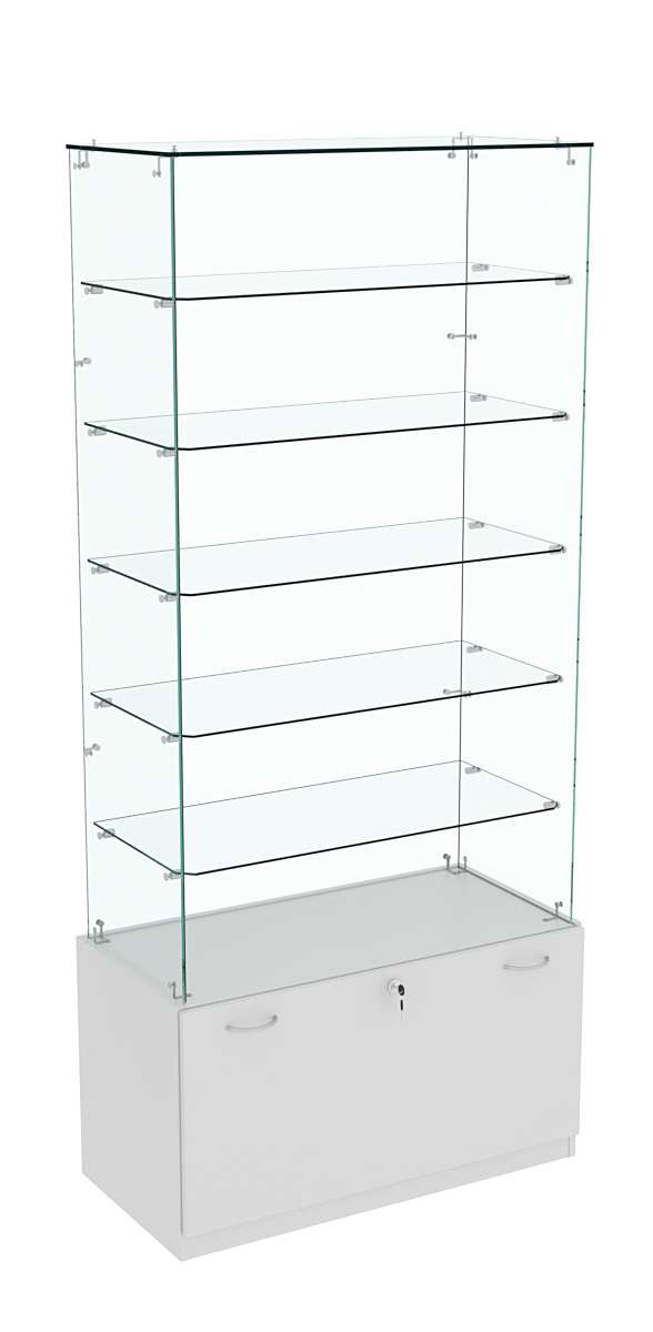 Витрина Кристалл №605 прямоугольная (З/C - стекло), без дверей. Серый